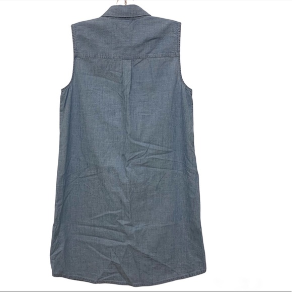 MADEWELL CHAMBRAY SLEEVELESS SHIRT DRESS - Picture 3 of 7